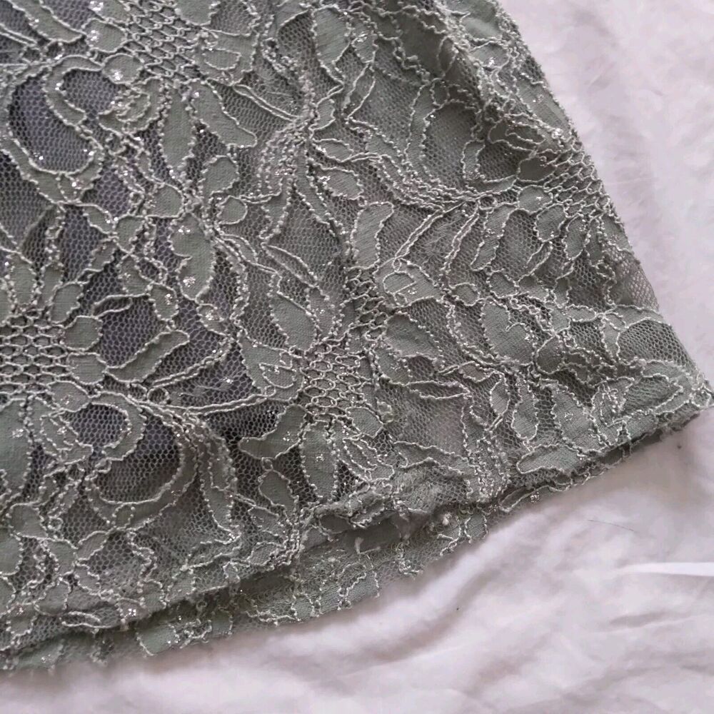 One by Eight Dress Gown Green Lace Overlay Regencycore Bridgerton Womens Size 6 - Picture 7 of 16